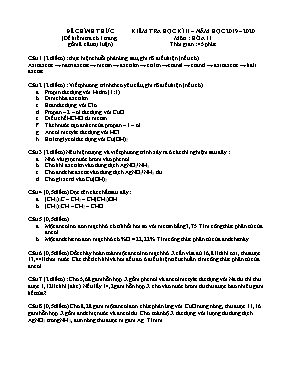 Đề kiểm tra học kì II môn Hóa học Lớp 11 - Năm học 2019-2020